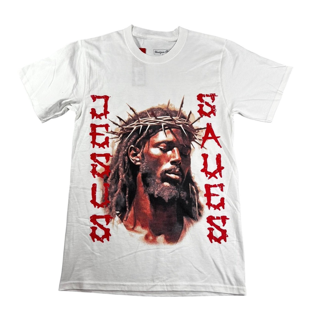 Headgear Classics Jesus Saves Graphic T-Shirt White Mens Small New